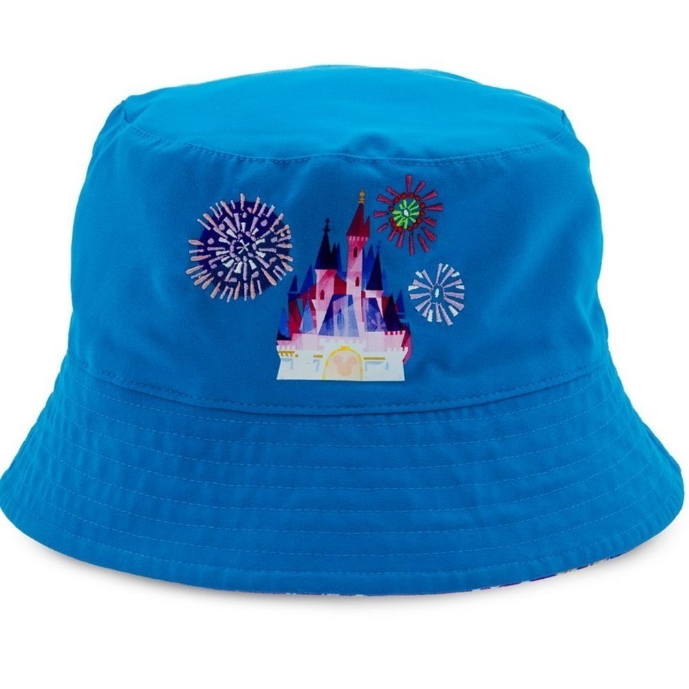 Authentic Disney Parks Castle & Characters Reversible Bucket Hat for Adults -NWT